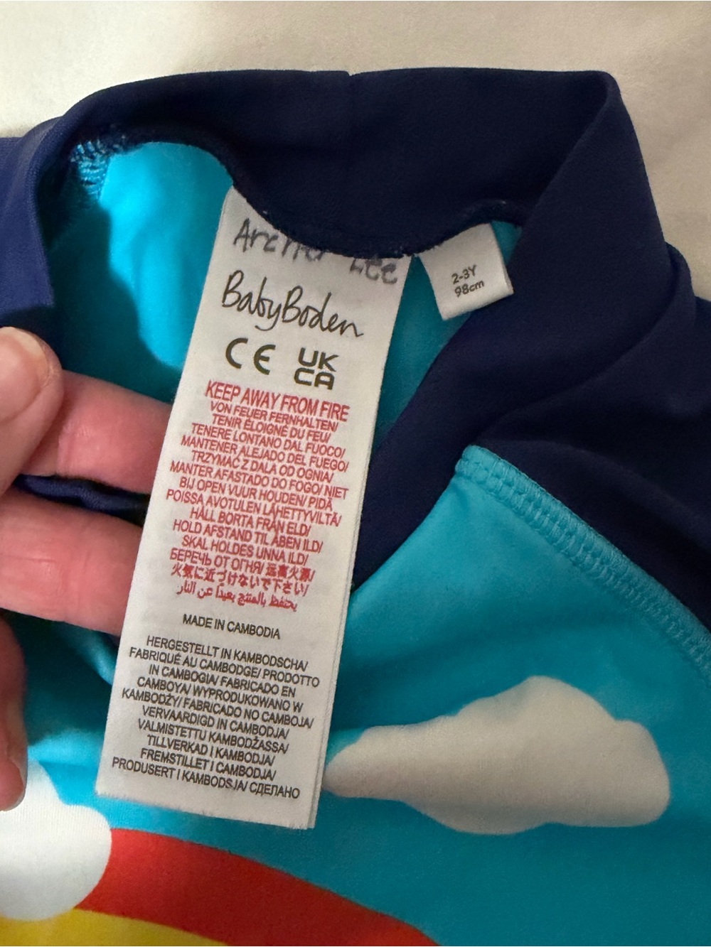 Mini Boden Kids Navy & Bright Blue Puffin Rash Guard Swim Top Boys 2-3 - Picture 3 of 5